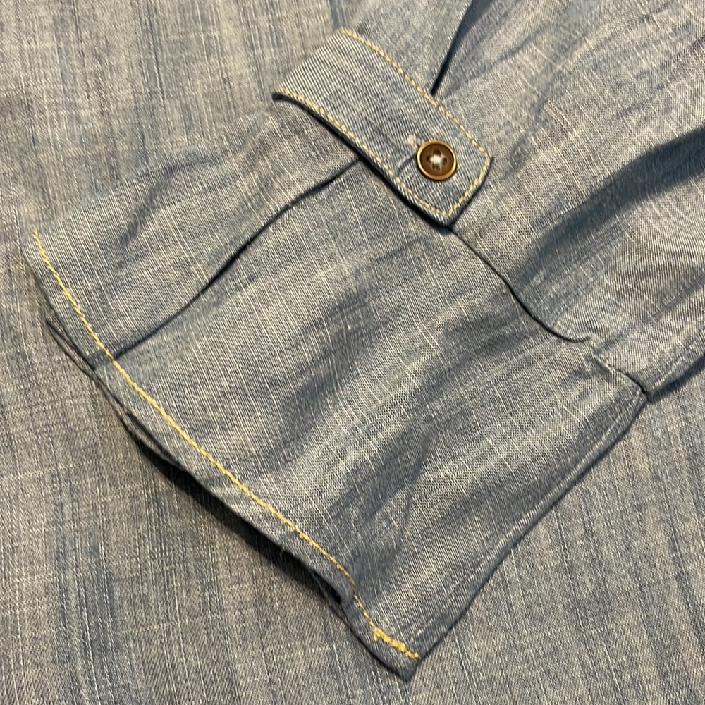 Soft Surroundings Ruffled Collar Chambray Blouse … - image 6